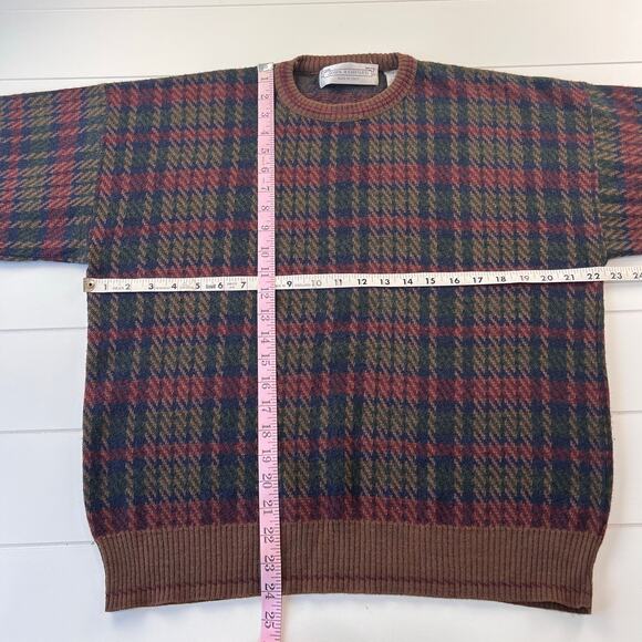 John Ashford Vintage Men's Brown Plaid Sweater men's size Medium Acrylic Wool - Picture 4 of 5